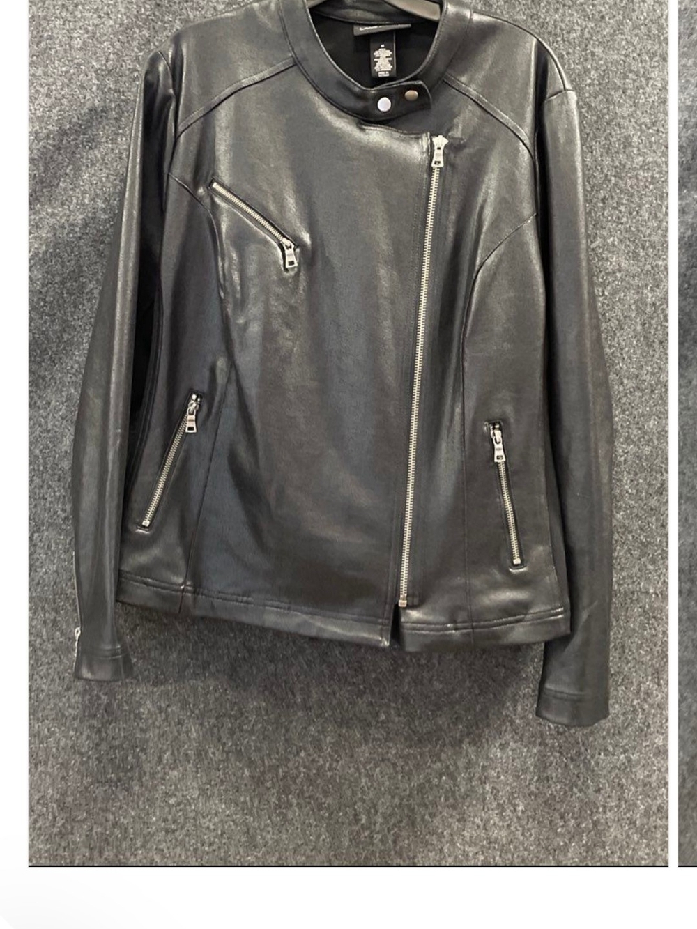 NWT! Lane Bryant Black Leather Look SOFT Asymmetrical Zip Moto Jacket